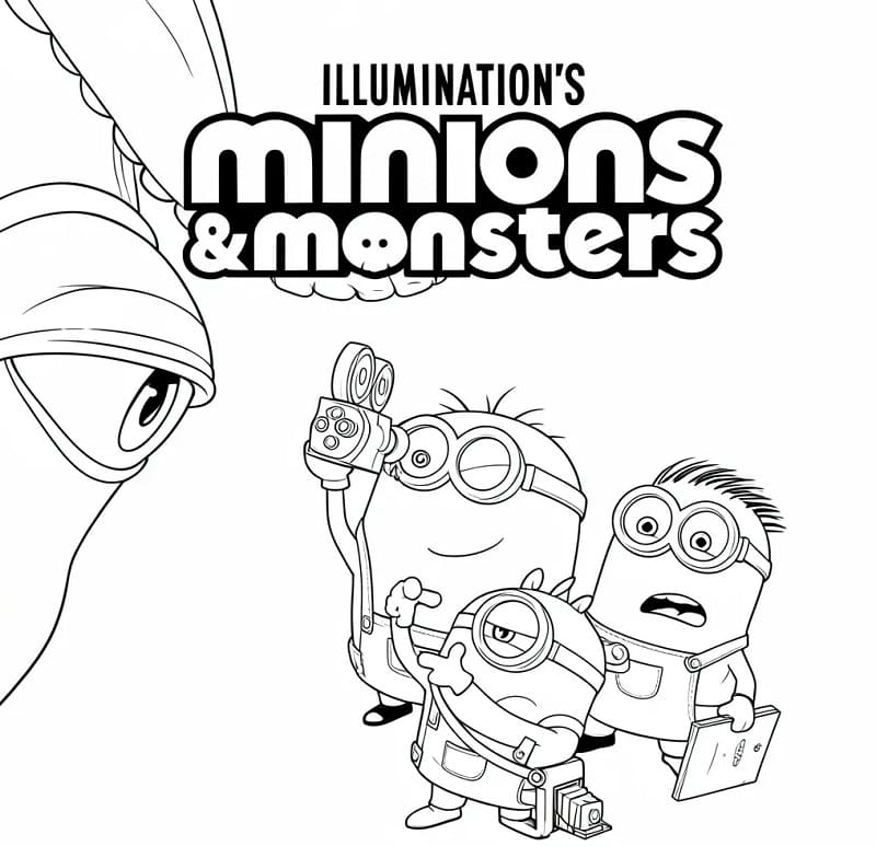 Målarbild Gratis Utskrivbar Minioner och Monster för Barn