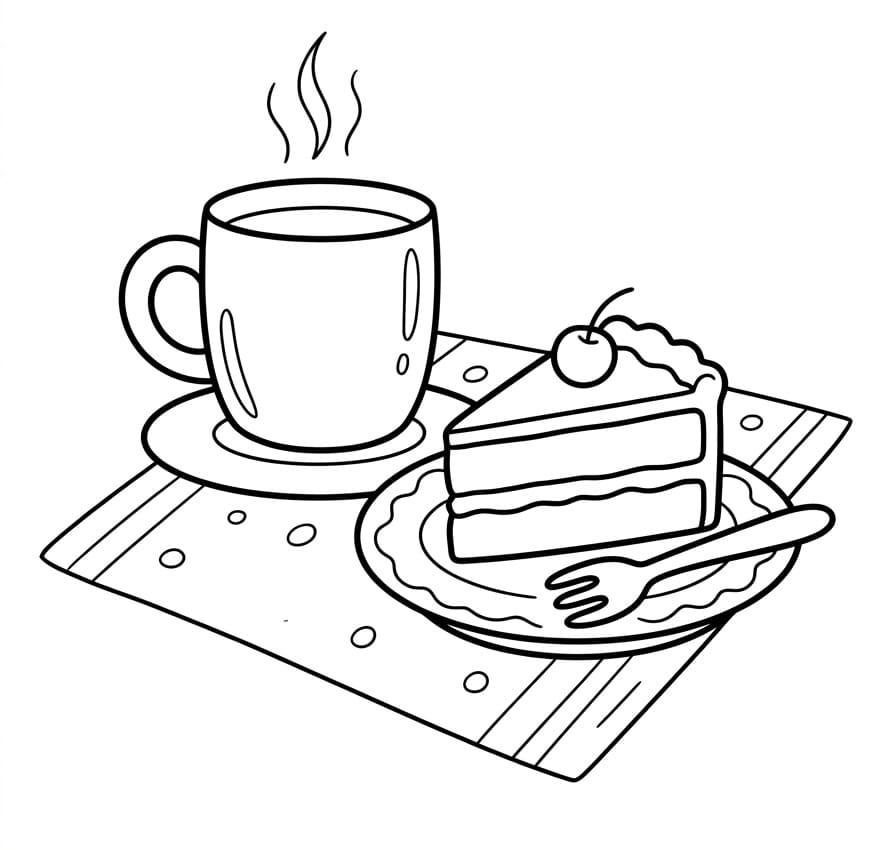 Målarbild Kaffe med kaka