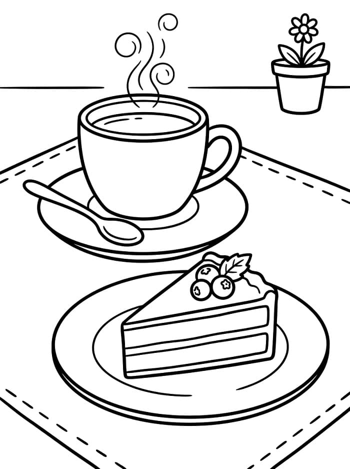 Målarbild Kaffe och kaka