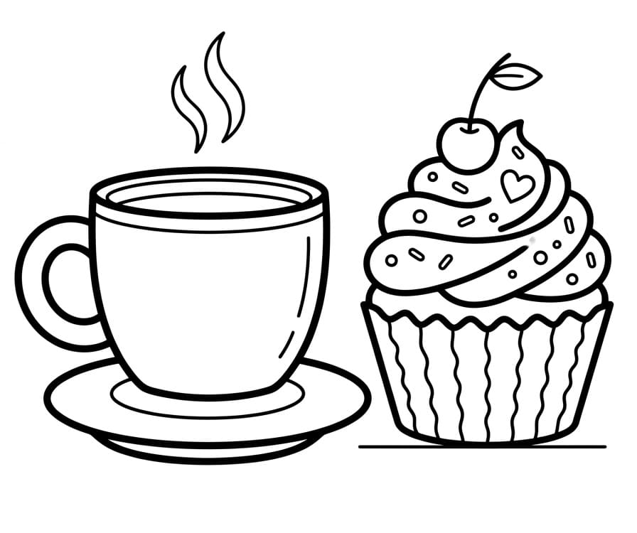 Målarbild Kaffe och muffins