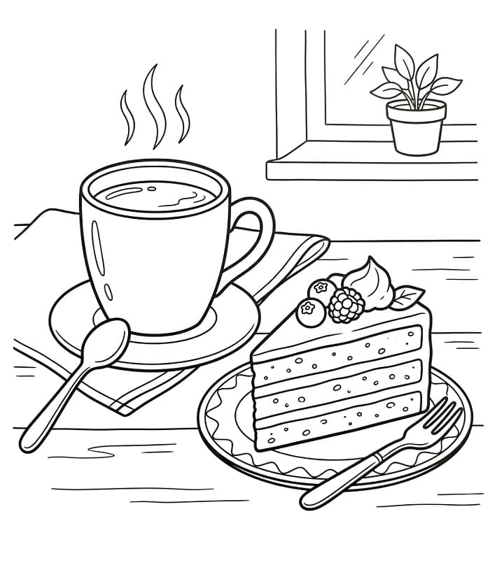 Målarbild Kaka och kaffe