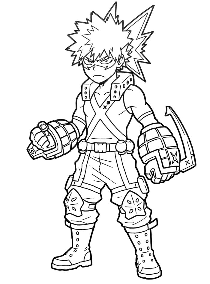 Målarbild Katsuki Bakugo Gratis Utskrivbar för Barn