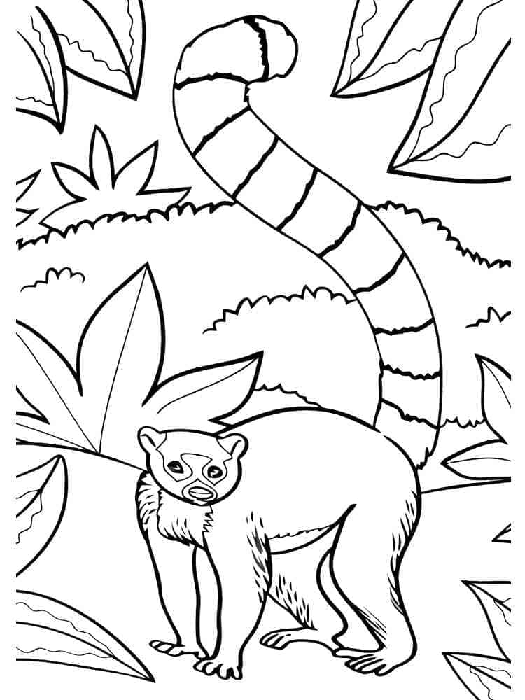 Målarbild Lemur i skogen