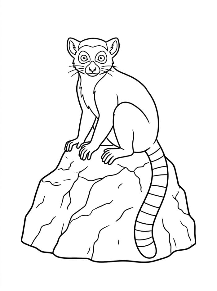 Målarbild Lemur på en sten