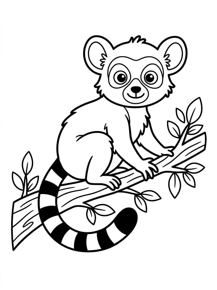 Målarbild Lemur på gren