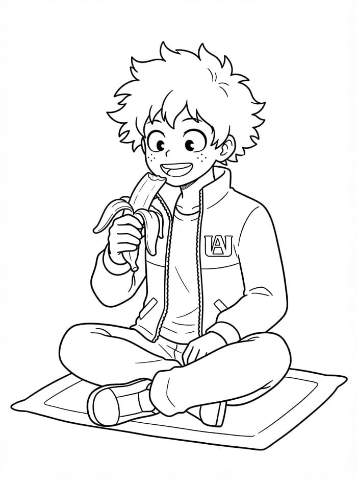 Målarbild Midoriya äter banan