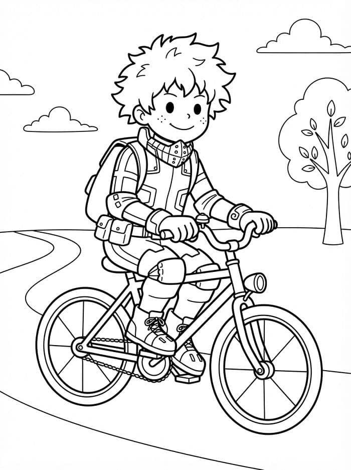 Målarbild Midoriya cyklar