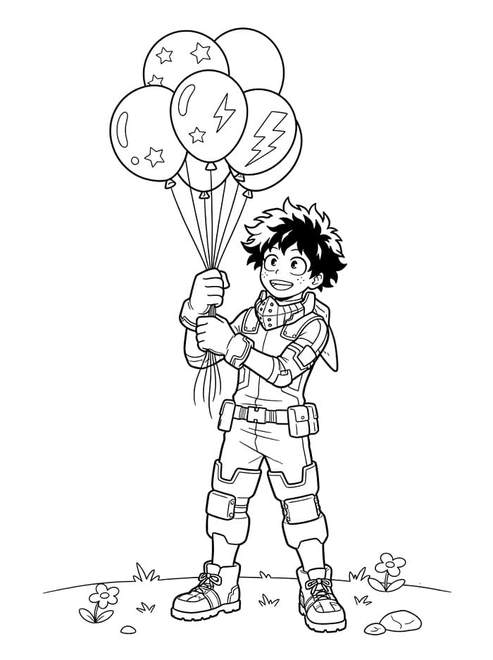 Målarbild Midoriya med ballonger