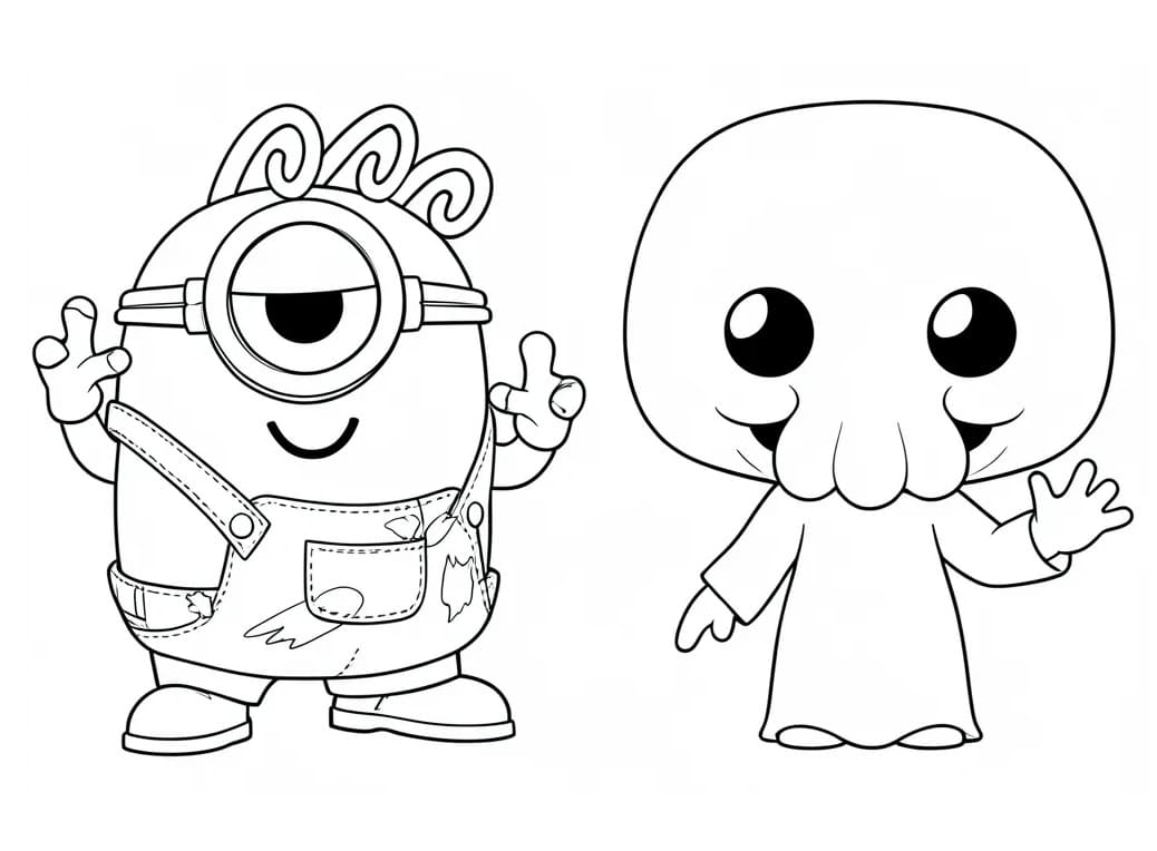 Målarbild Minioner och Monster Gratis Utskrivbar