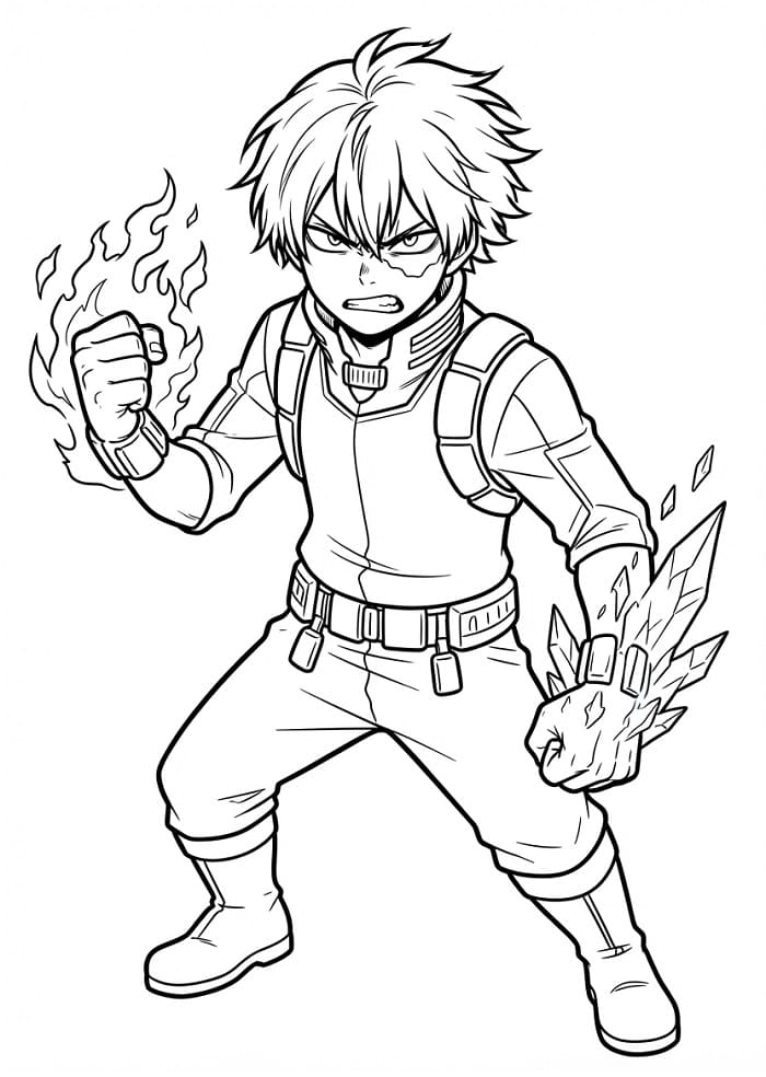 Målarbild Shoto Todoroki Gratis Utskrivbar