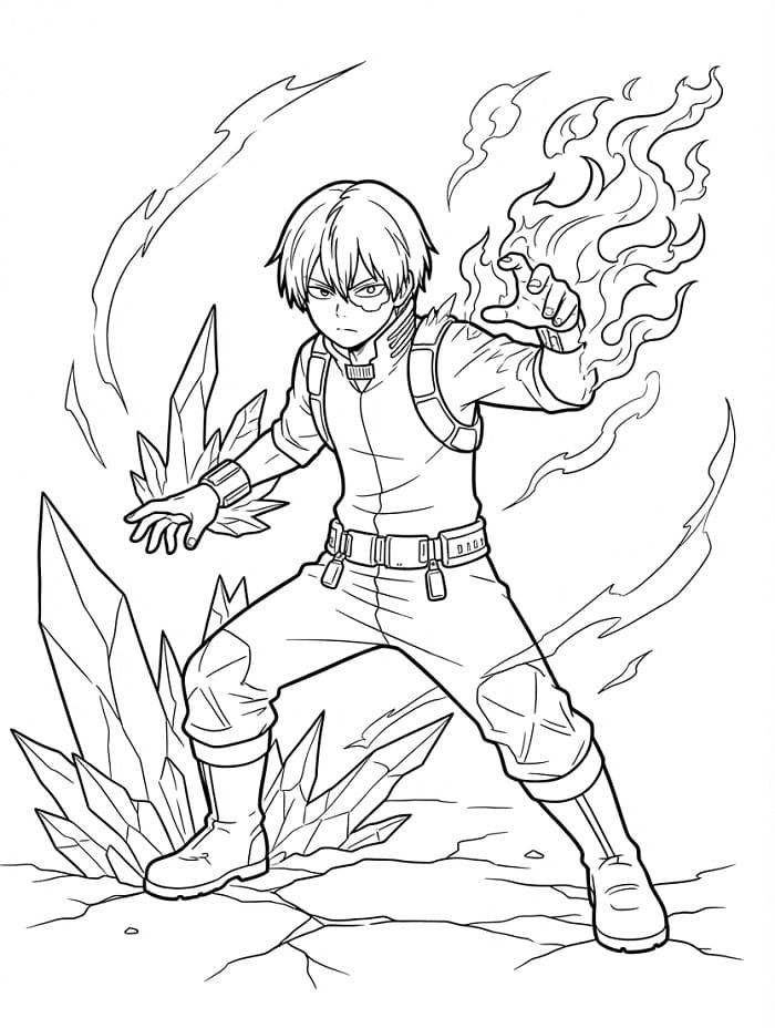 Målarbild Shoto Todoroki Gratis för Barn