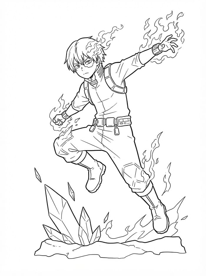 Målarbild Shoto Todoroki Slåss