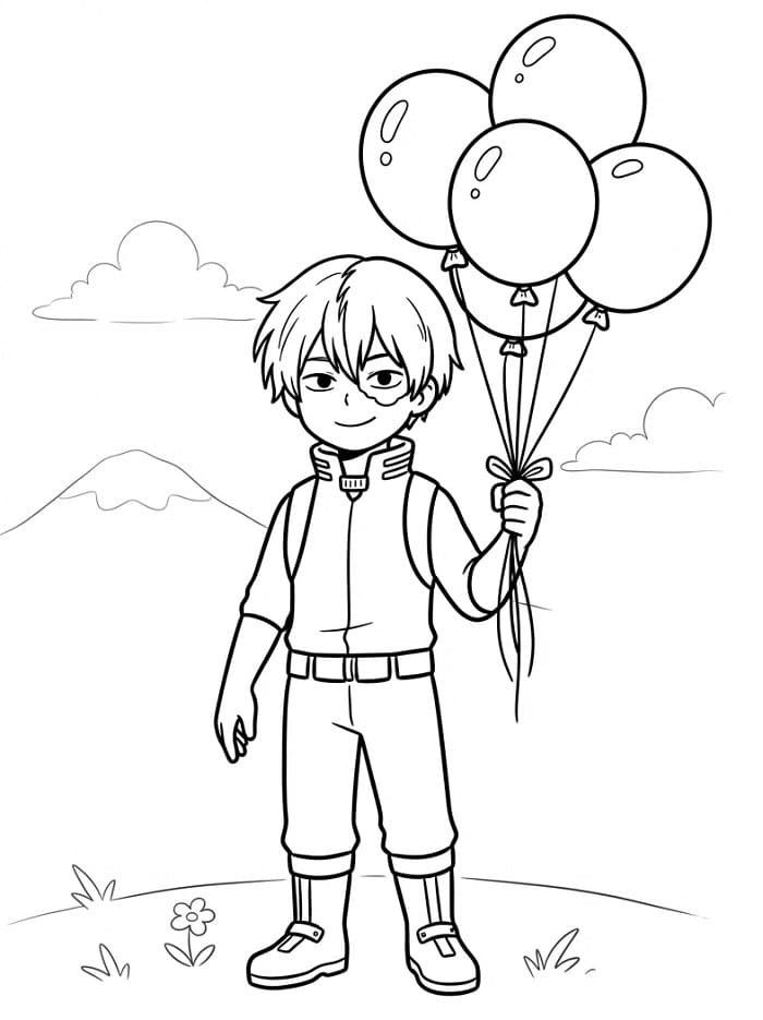 Målarbild Shoto Todoroki med Ballonger