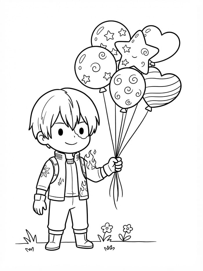 Målarbild Shoto Todoroki och Ballonger