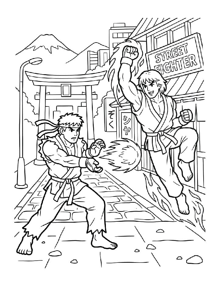 Målarbild Street Fighter Ryu vs Ken