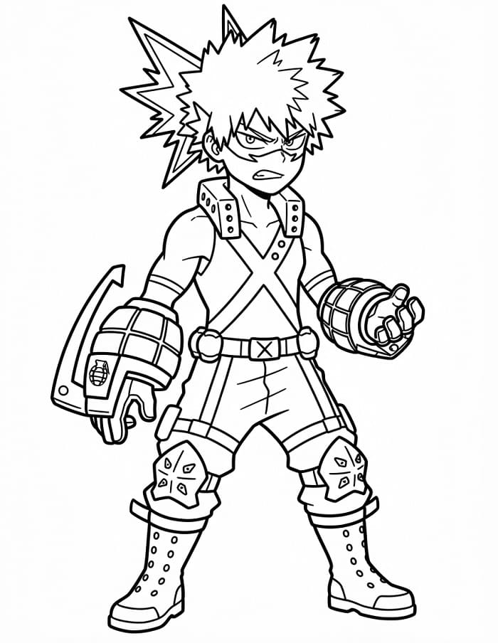 Målarbild Utskrivbar Katsuki Bakugo för Barn