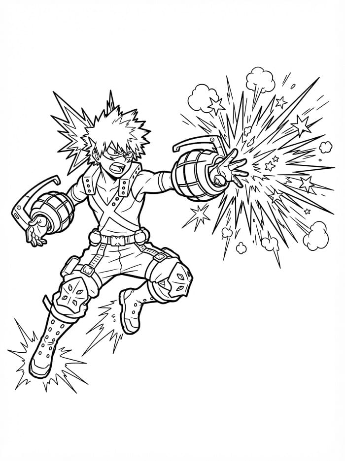 Målarbild Utskrivbar Katsuki Bakugo