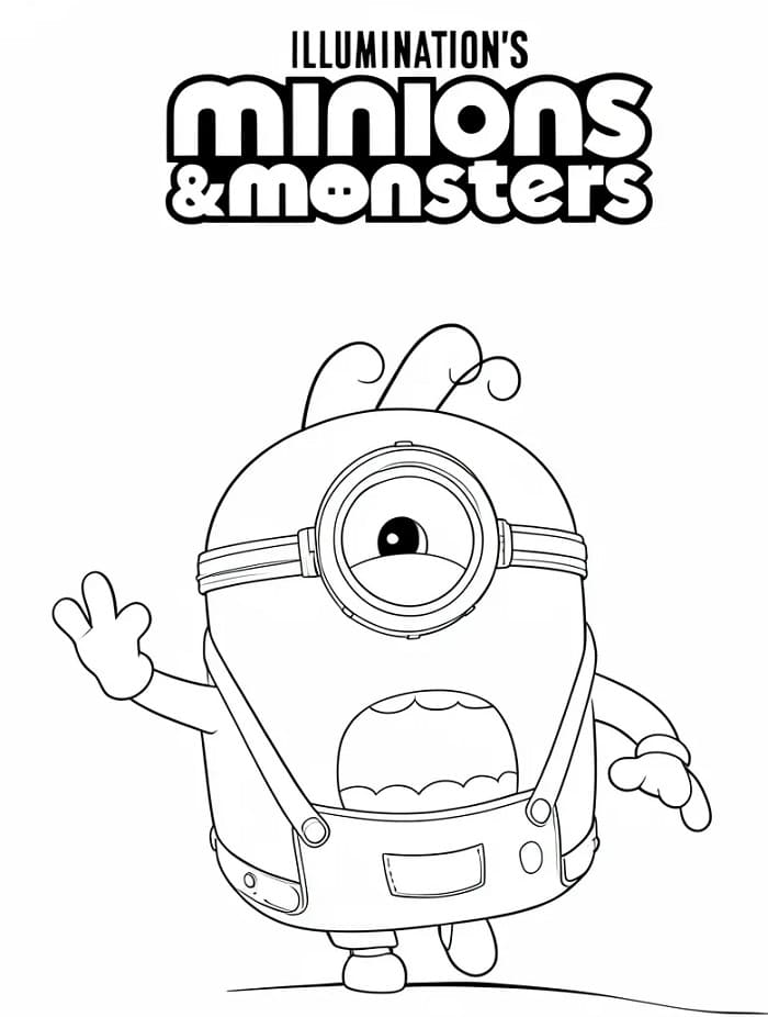 Målarbild Utskrivbar Minioner och Monster för Barn
