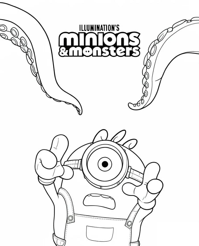 Målarbild Utskrivbar Minioner och Monster