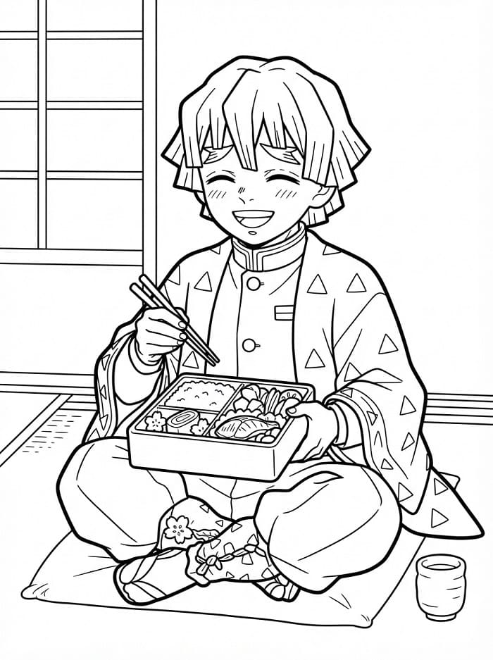 Målarbild Zenitsu med bento