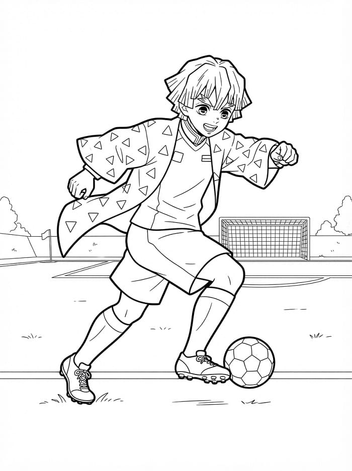 Målarbild Zenitsu och fotboll