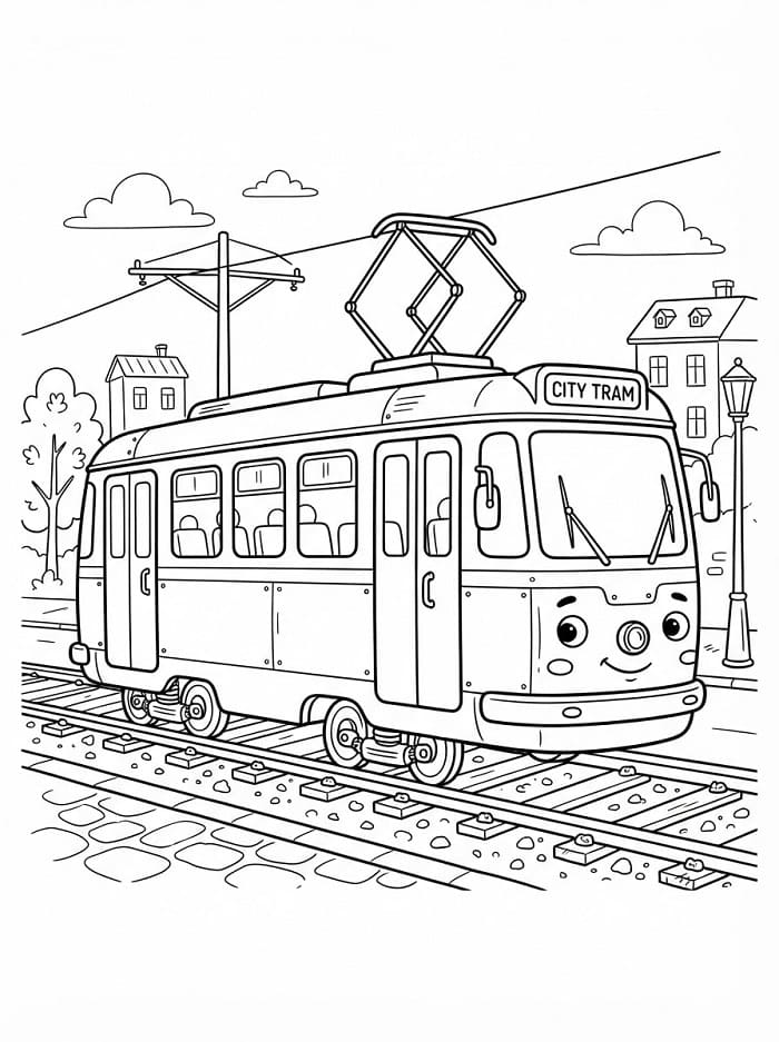 Målarbild Animerad spårvagn