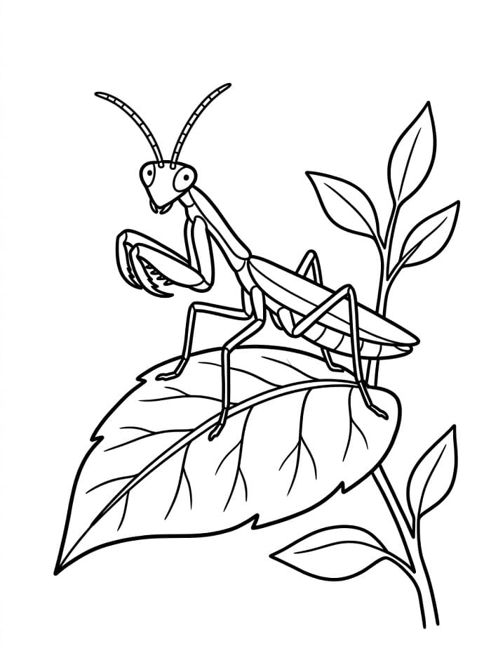 Målarbild Bönsyrsa på blad