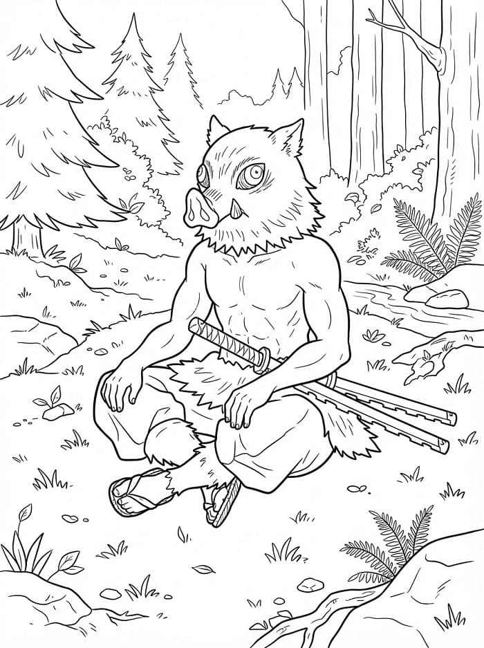 Målarbild Demon Slayer Inosuke Hashibira
