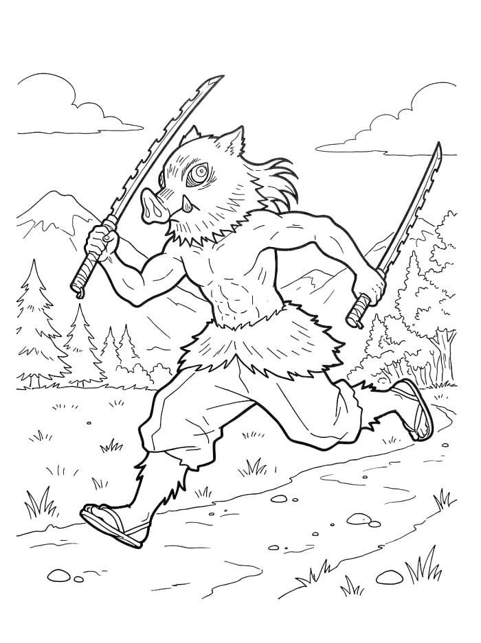 Målarbild Demon Slayer Inosuke