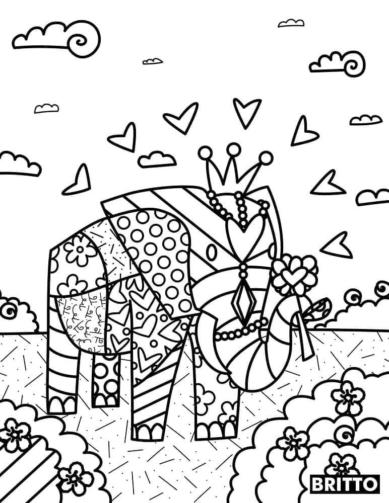 Målarbild Elefant Romero Britto