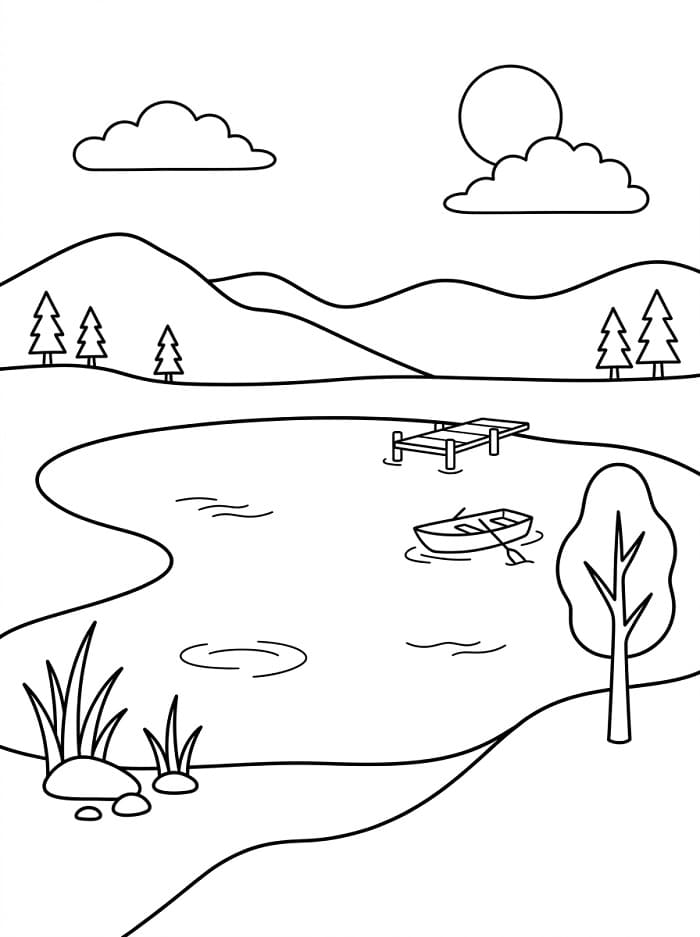 Målarbild En enkel sjö