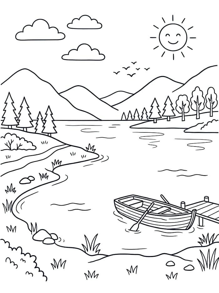 Målarbild En sjö