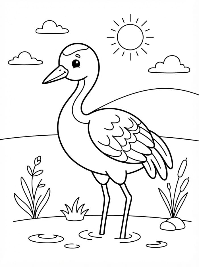 Målarbild En söt trana