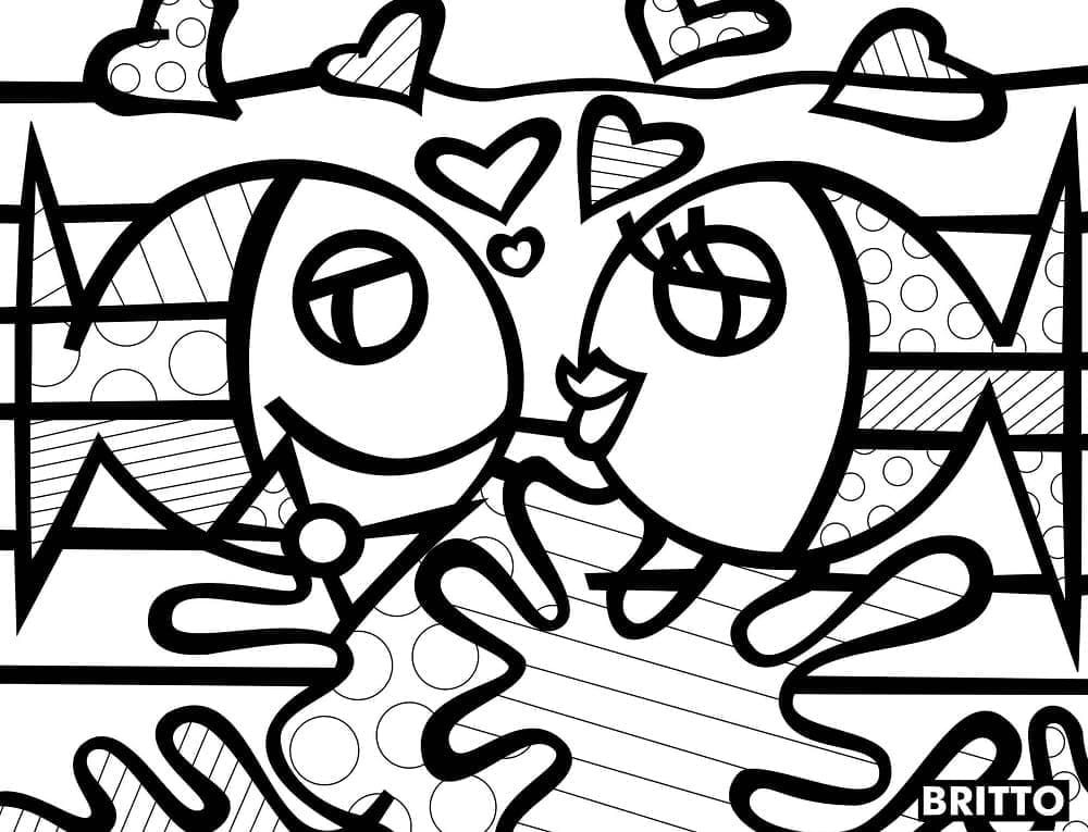 Målarbild Fiskar Romero Britto