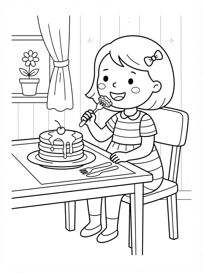 Målarbild Flicka och pannkaka