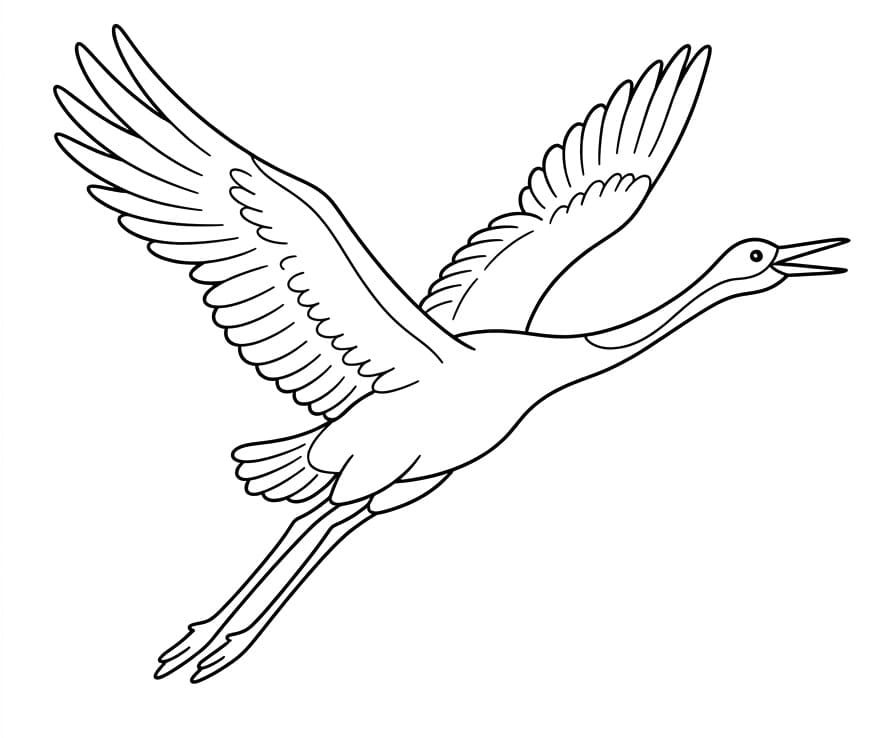 Målarbild Flygande trana