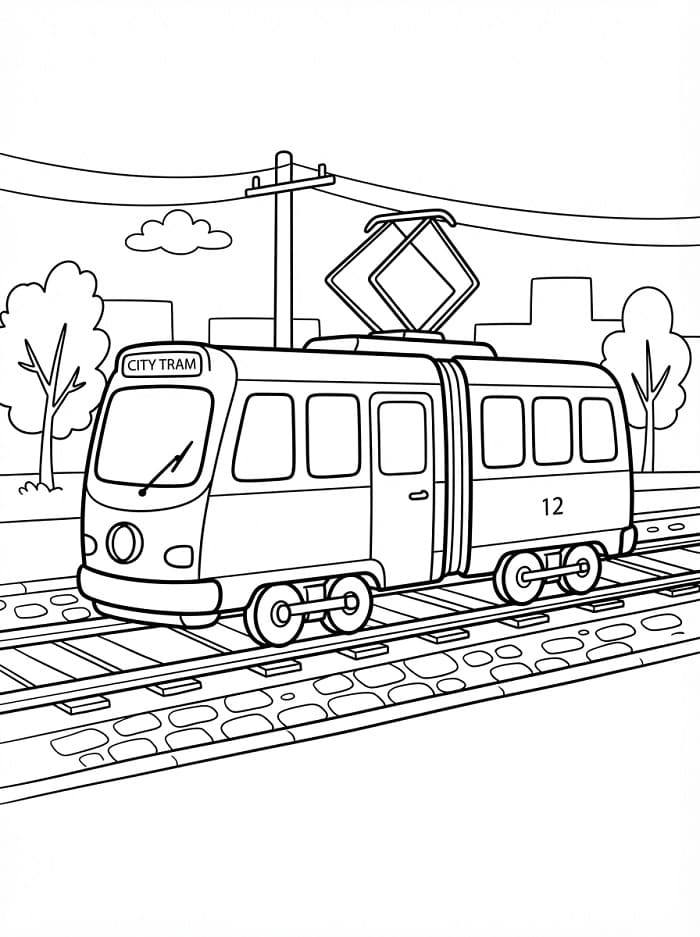 Målarbild Gratis Utskrivbar Spårvagn