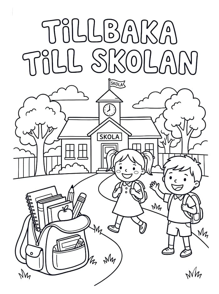 Målarbild Gratis Utskrivbar Tillbaka Till Skolan för Barn