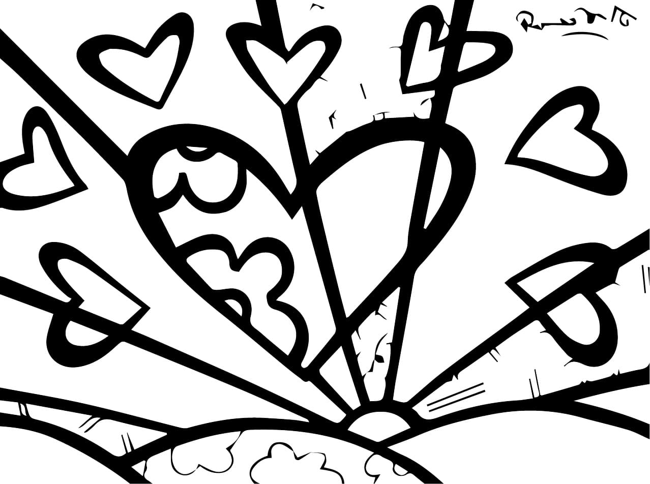 Målarbild Hjärtan Romero Britto