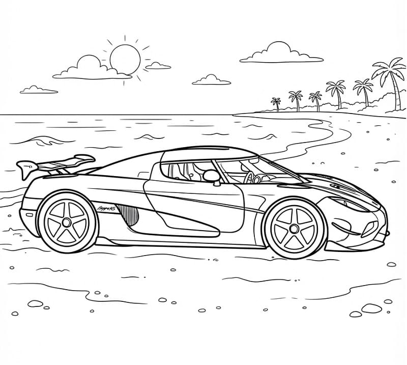 Målarbild Koenigsegg på stranden
