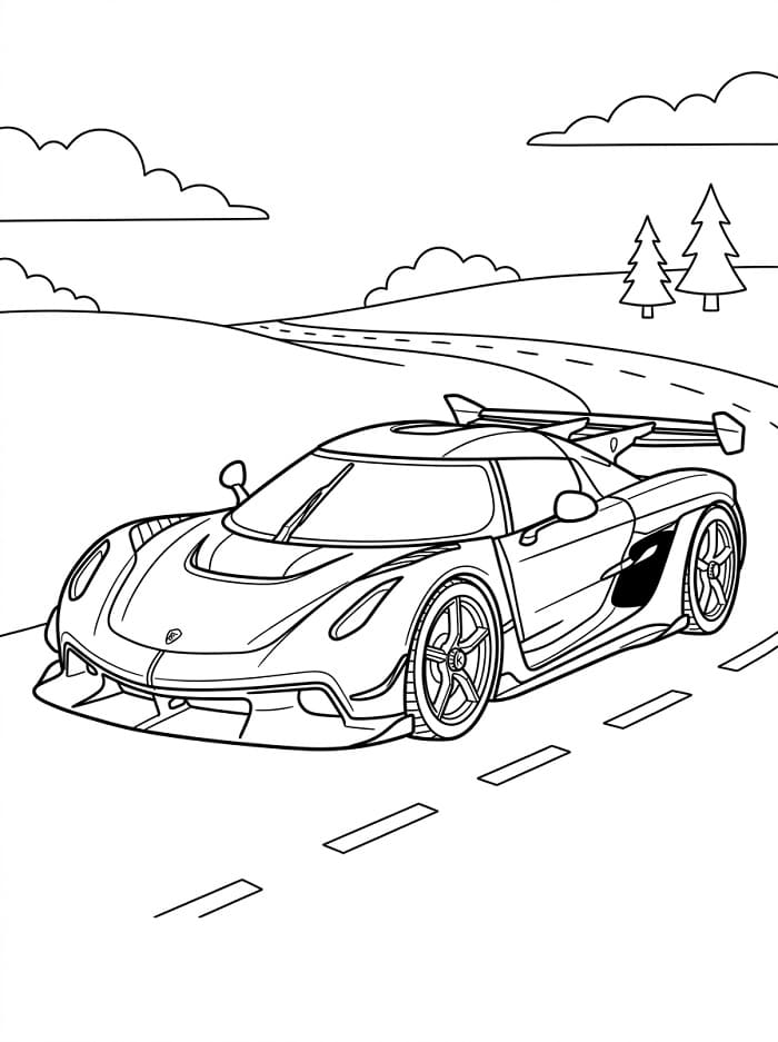Målarbild Koenigsegg på vägen