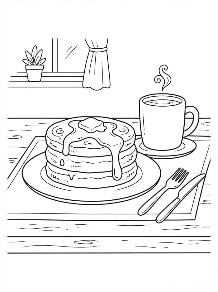Målarbild Pannkaka och kaffe