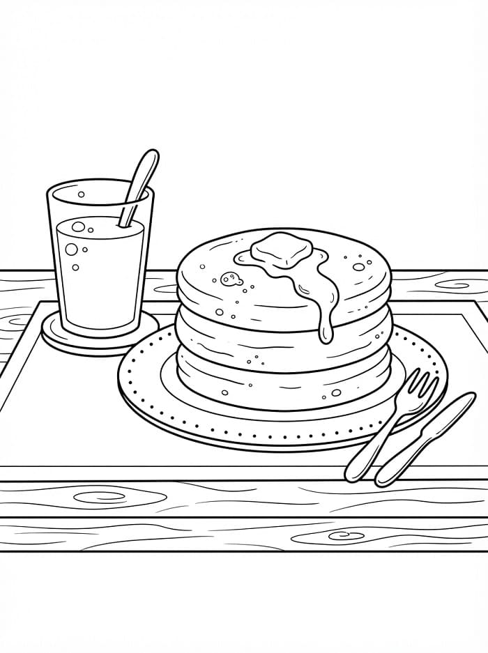 Målarbild Pannkaka och mjölkkopp