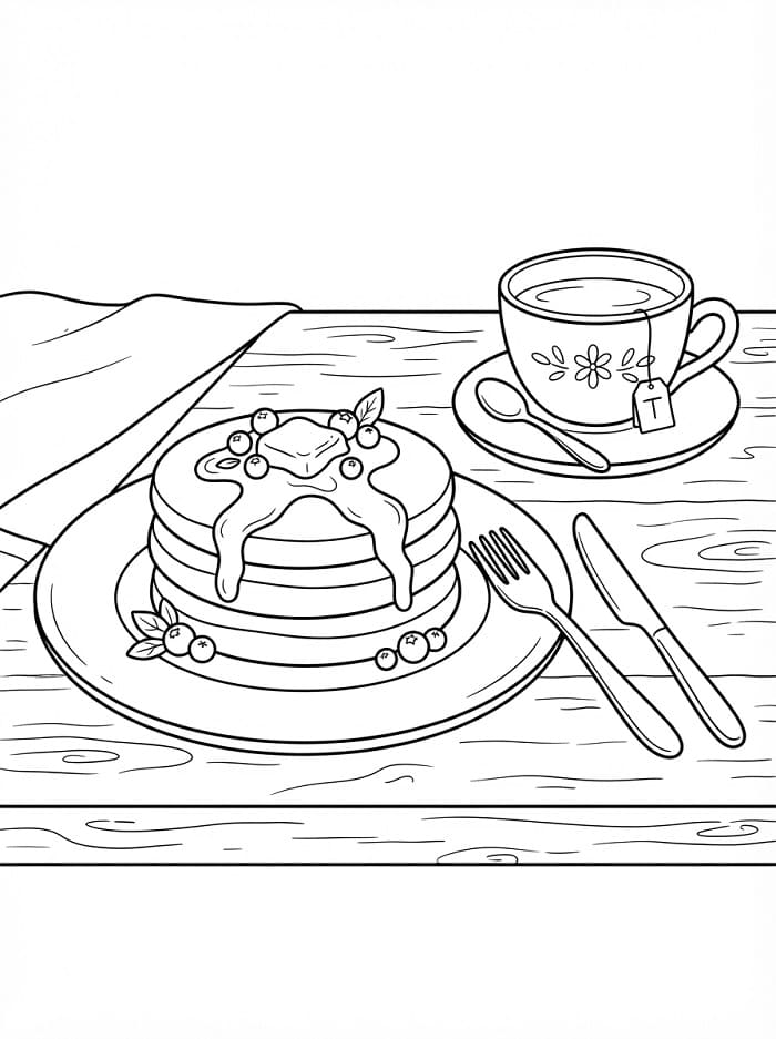 Målarbild Pannkaka och tekopp