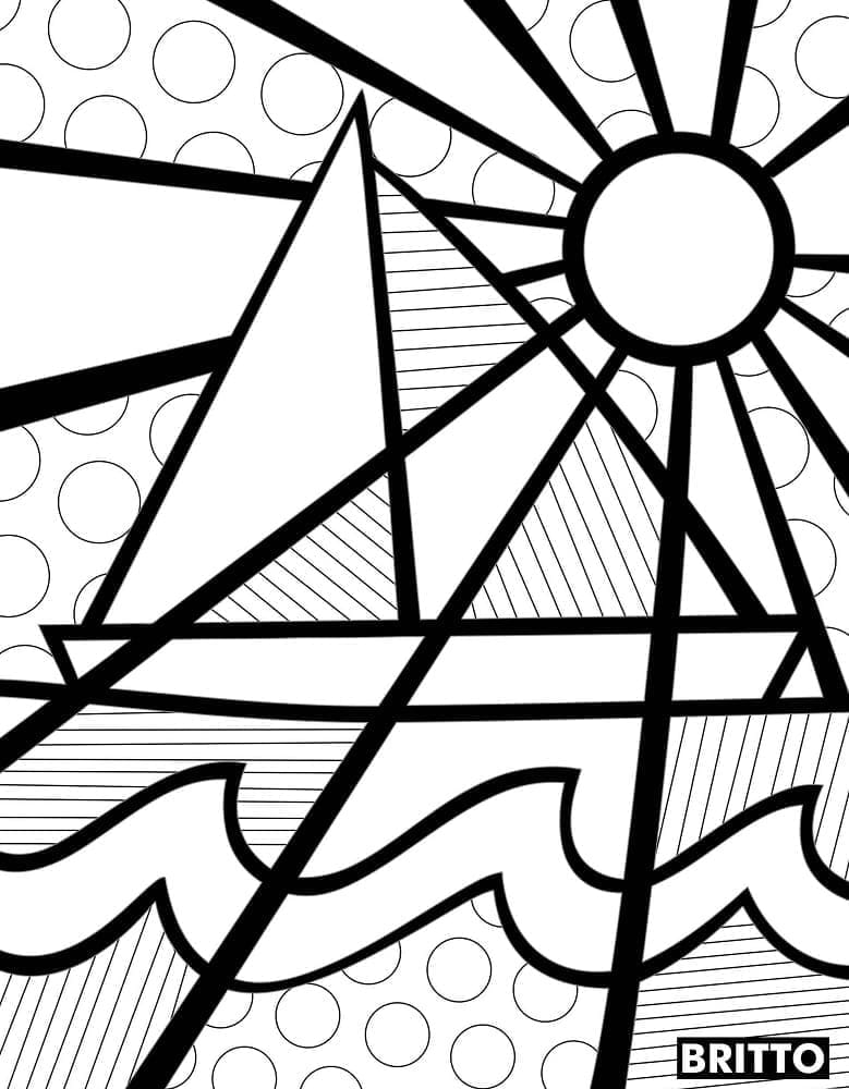 Målarbild Segelbåt Romero Britto