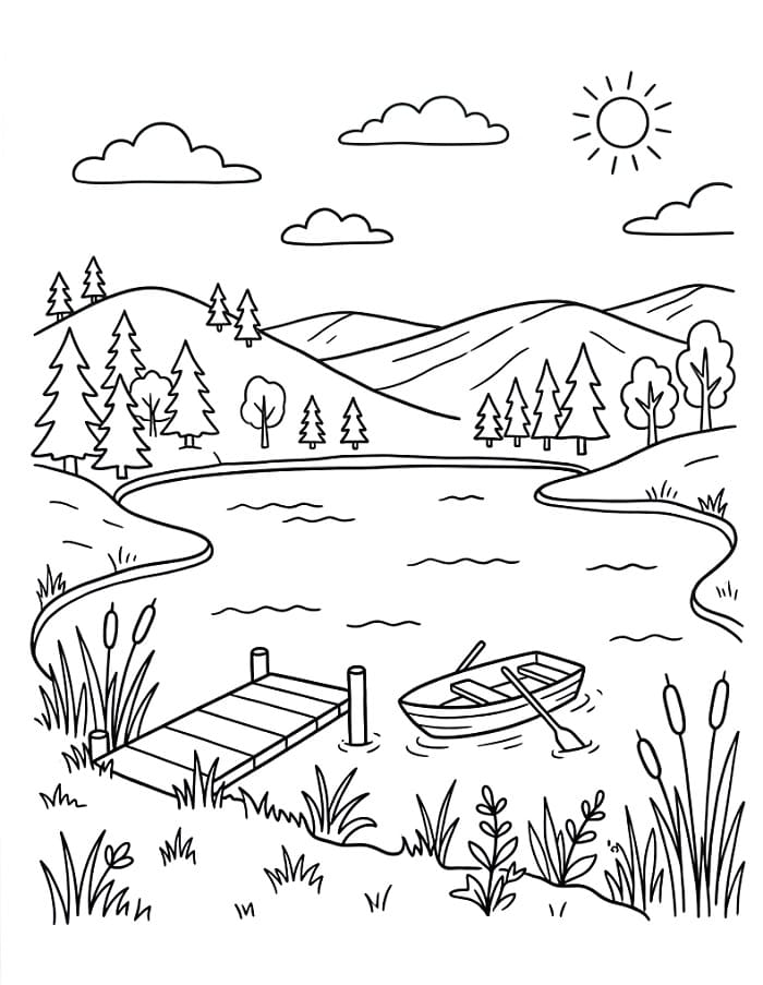 Målarbild Sjö Gratis Utskrivbar
