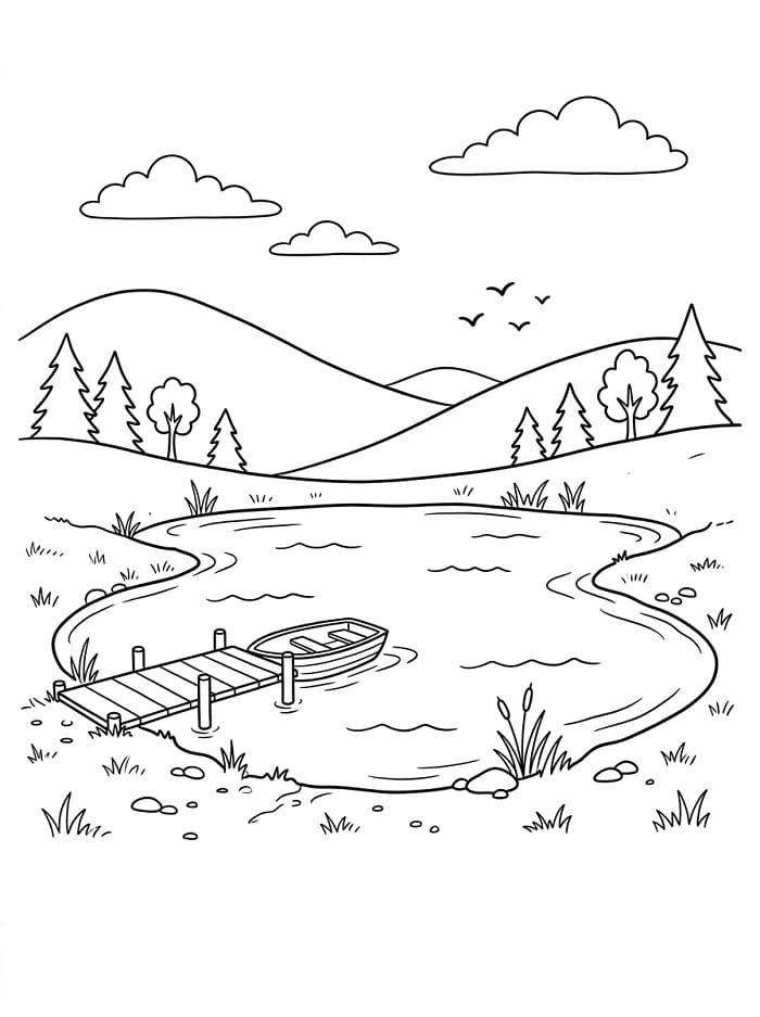 Målarbild Sjö Gratis för Barn