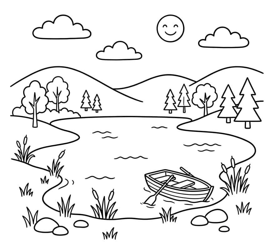 Målarbild Sjö Utskrivbar