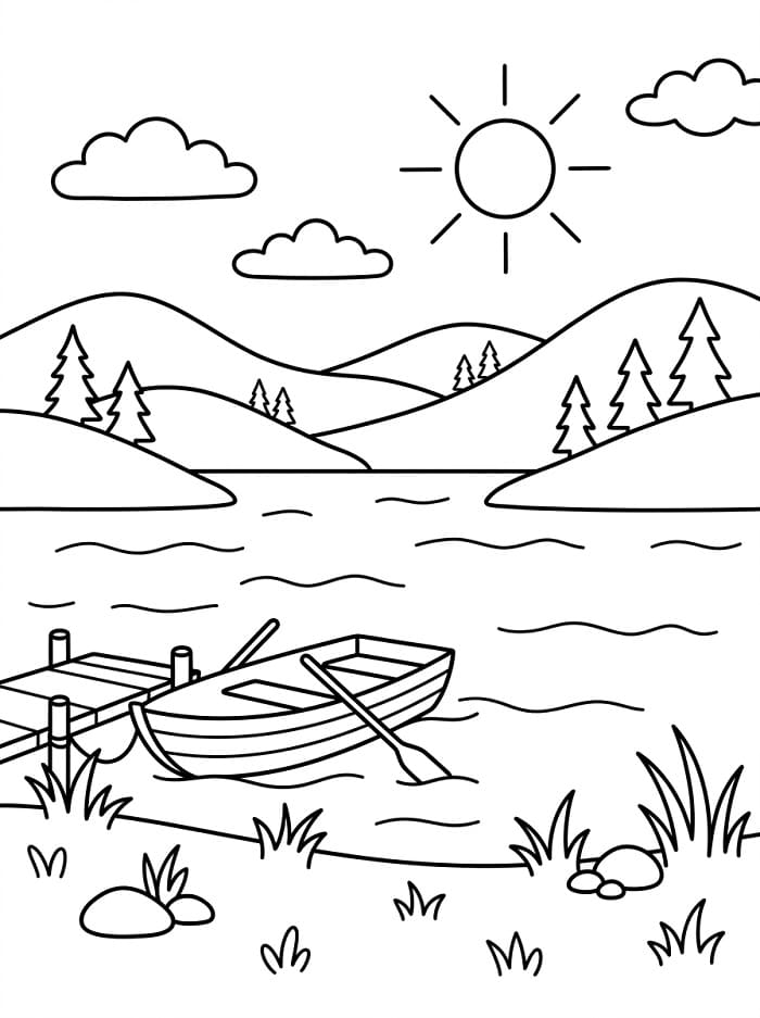 Målarbild Sjö och berg