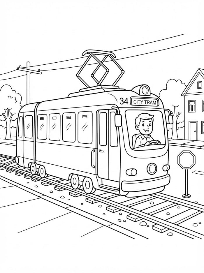 Målarbild Stadsspårvagn